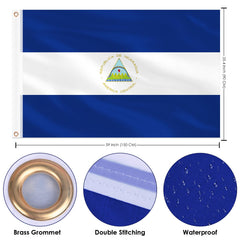 AhfuLife Nicaragua flag 3x5 ft hanging outdoors