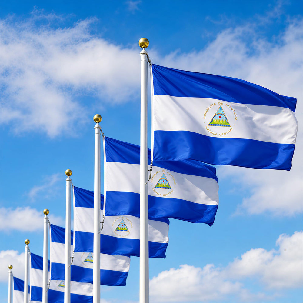 AhfuLife Nicaragua flag being waved at a parade