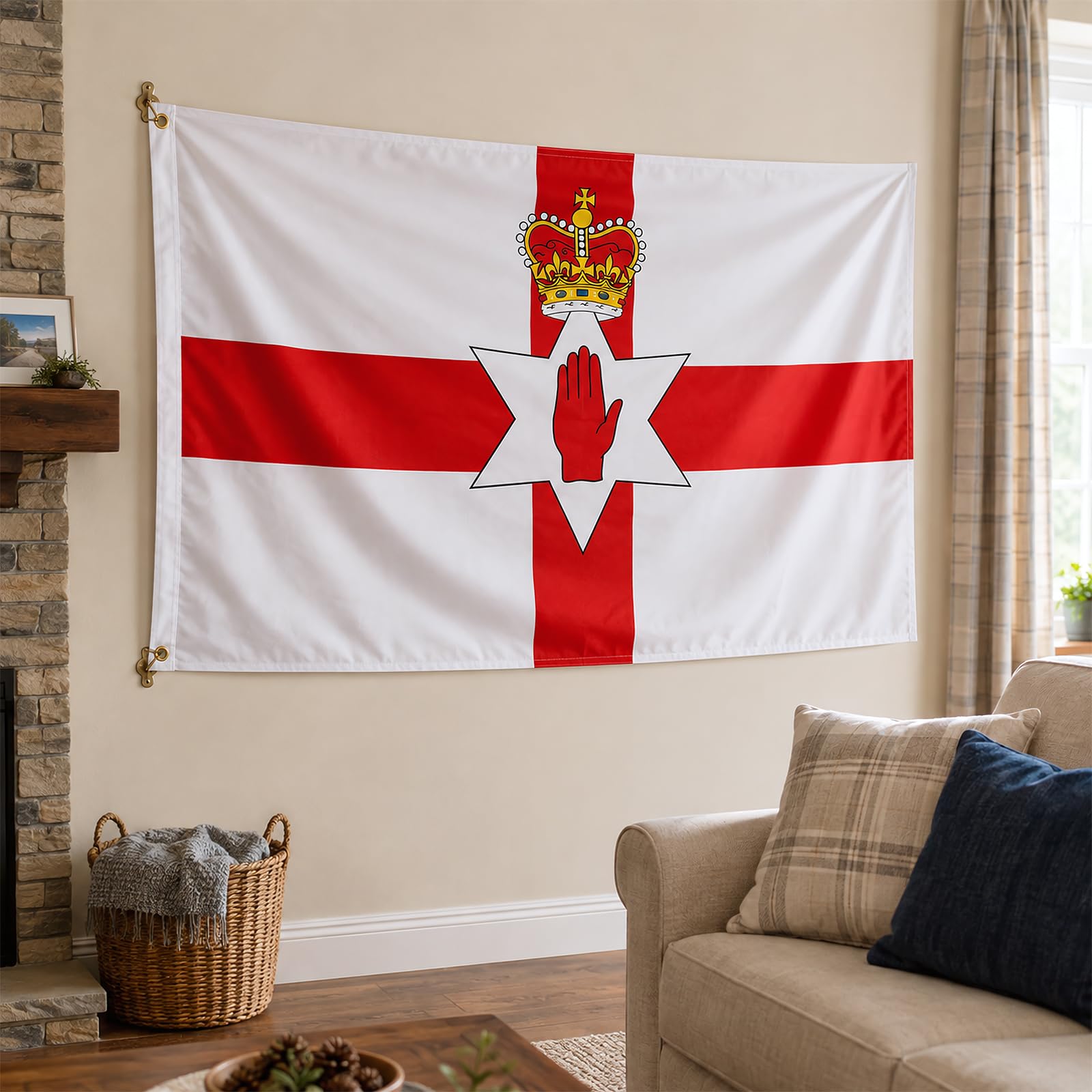 AhfuLife Northern Ireland flag hanging from a balcony