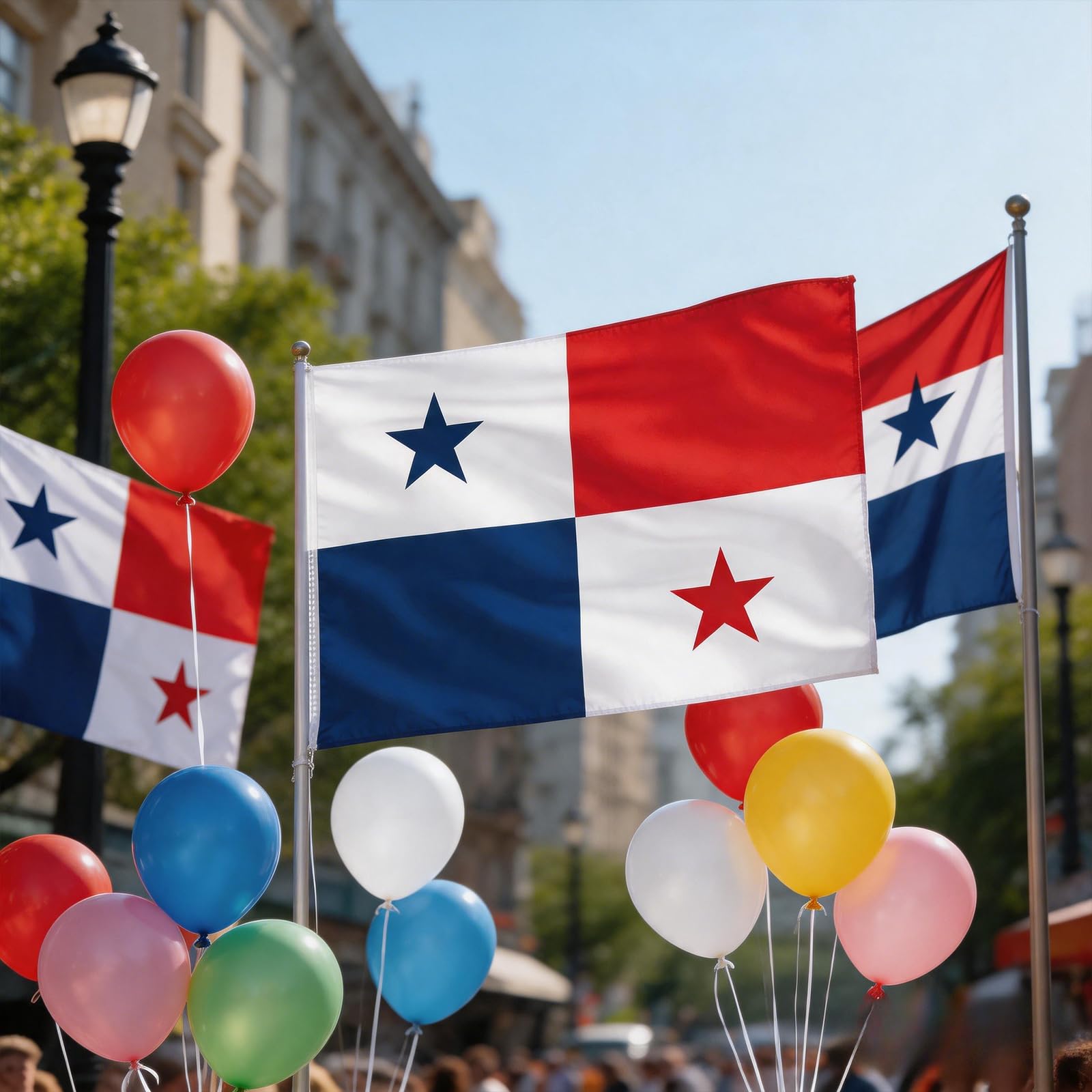 AhfuLife Panama Flag flying in a mild breeze outdoors