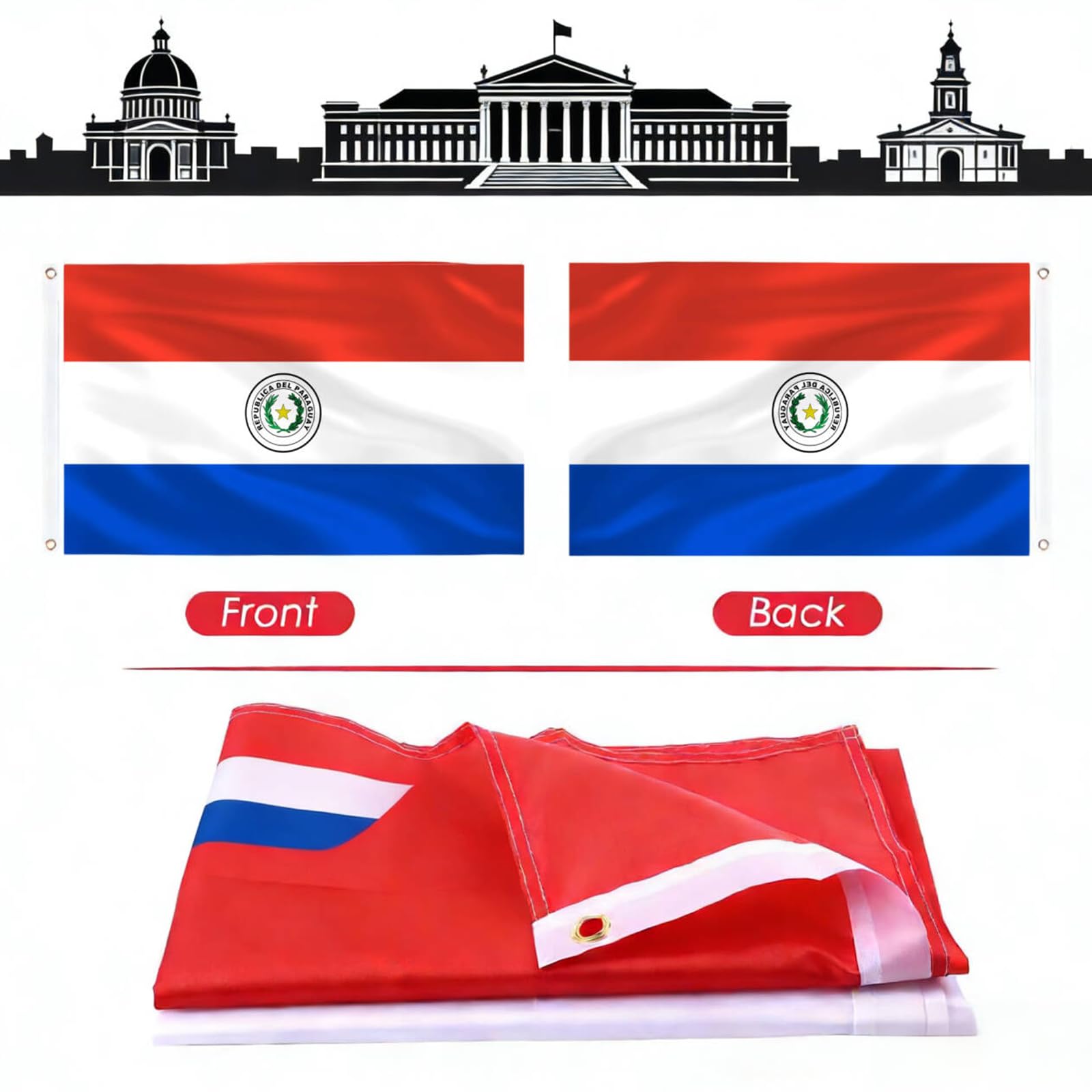 AhfuLife Paraguay Flag on a flagpole during a celebration