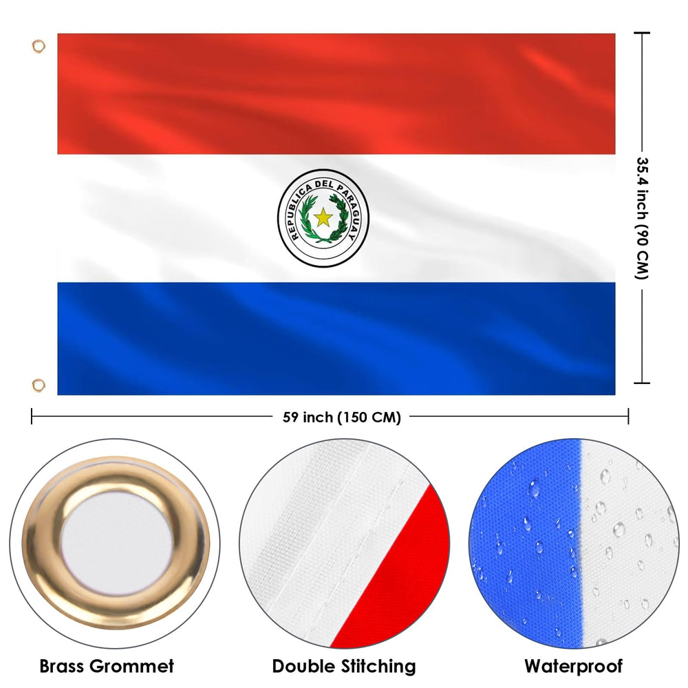 AhfuLife Paraguay Flag with brass grommets