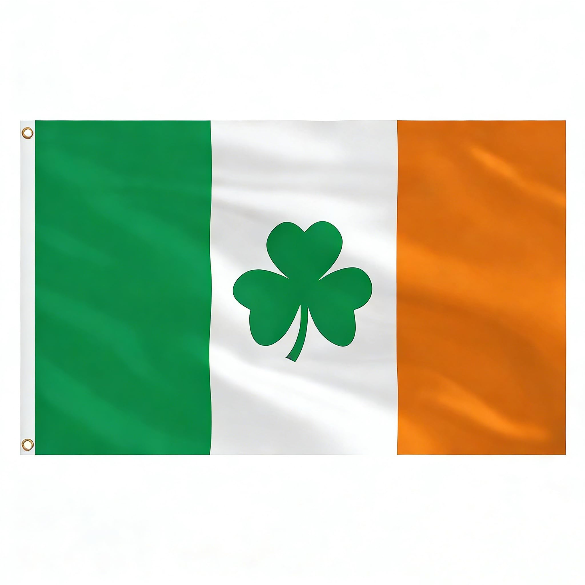 AhfuLife Shamrock Flag Banner 3x5 Ft front view with vibrant green shamrock design