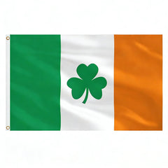 AhfuLife Shamrock Flag Banner 3x5 Ft front view with vibrant green shamrock design