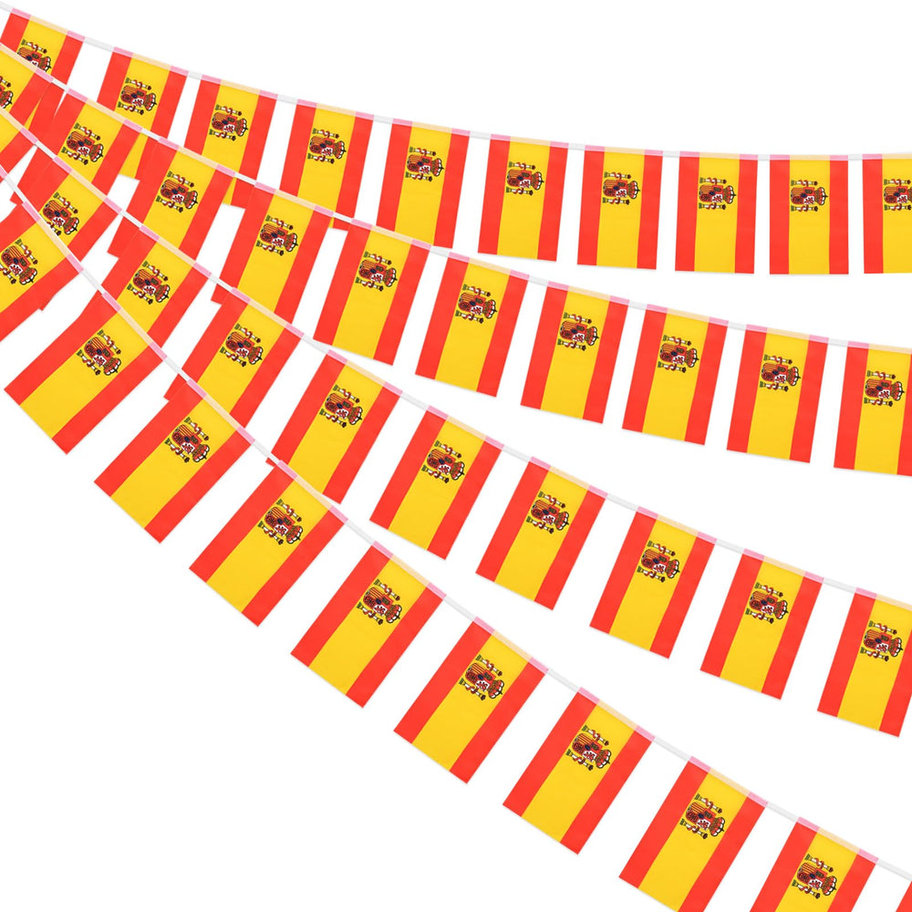 AhfuLife Spanish Flags Banner 33 ft with 30 flags displayed outdoors