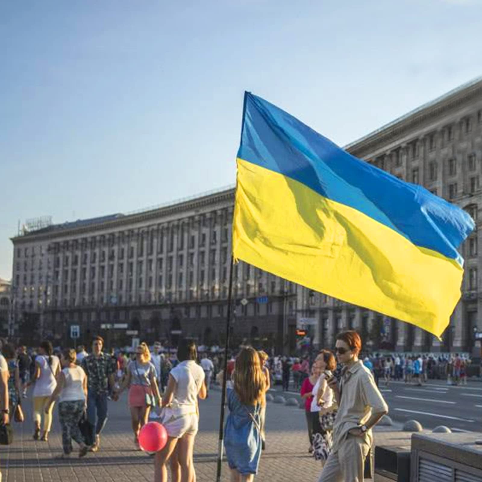 AhfuLife Ukraine Flag being hung on a wall