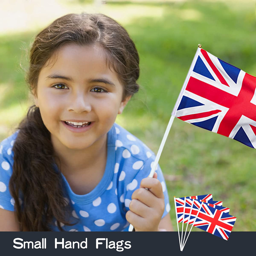 AhfuLife Union Jack flag with pole in hand