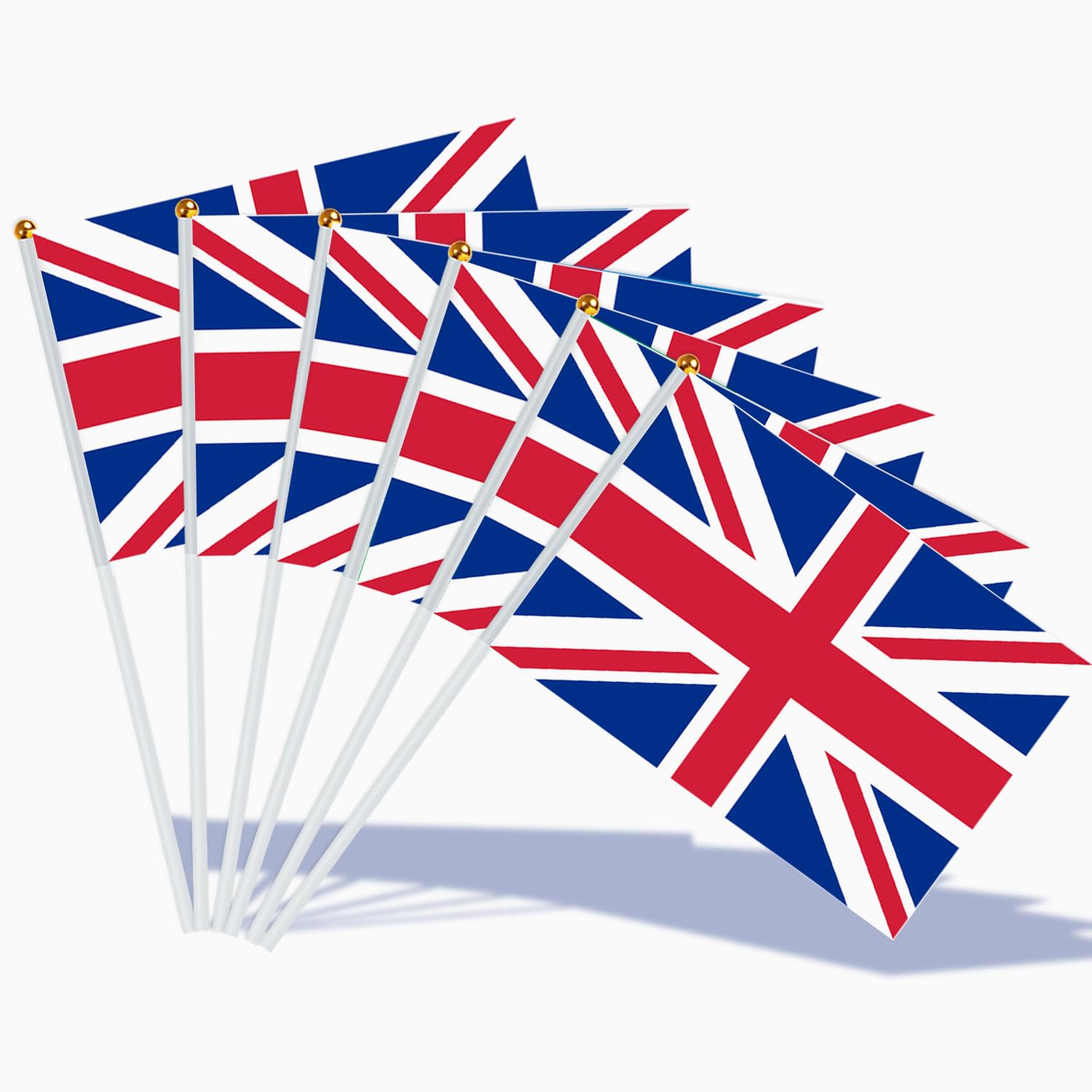 AhfuLife Union Jack hand held flag front view with white pole