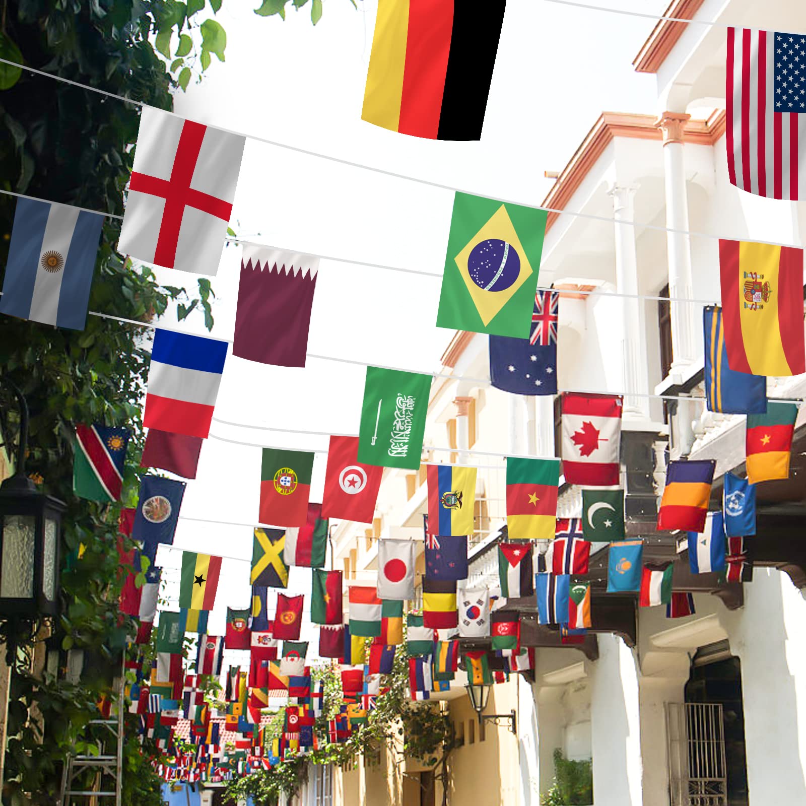 AhfuLife World String Flag Banner packaged view