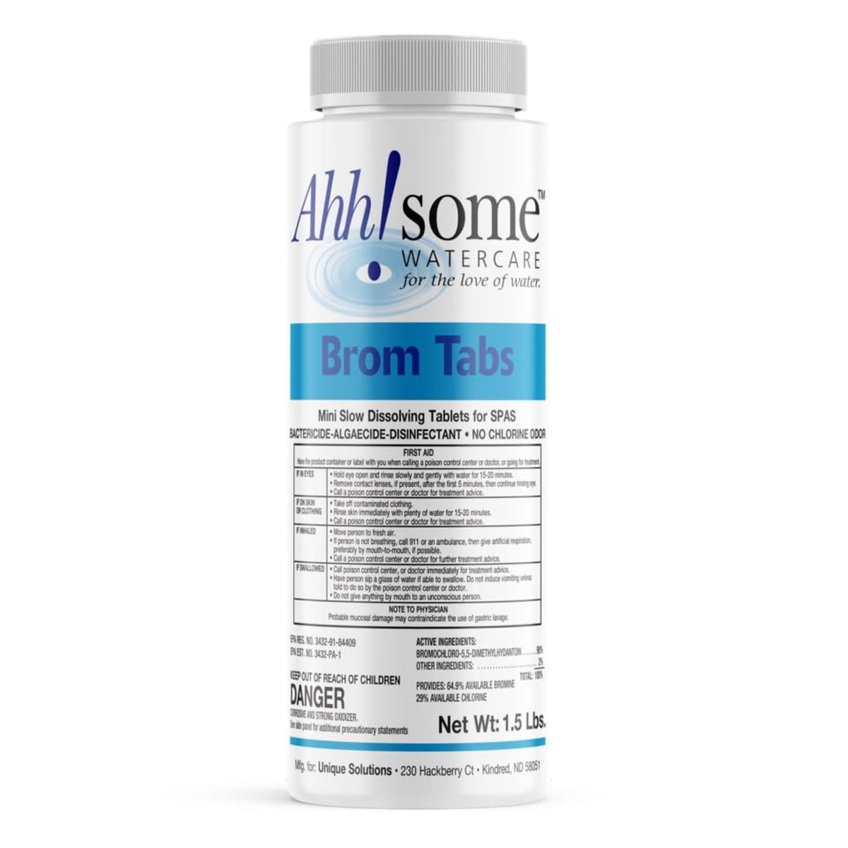 Ahh-Some 2-Inch Mini Bromine Tablets front view, 1.5 lbs