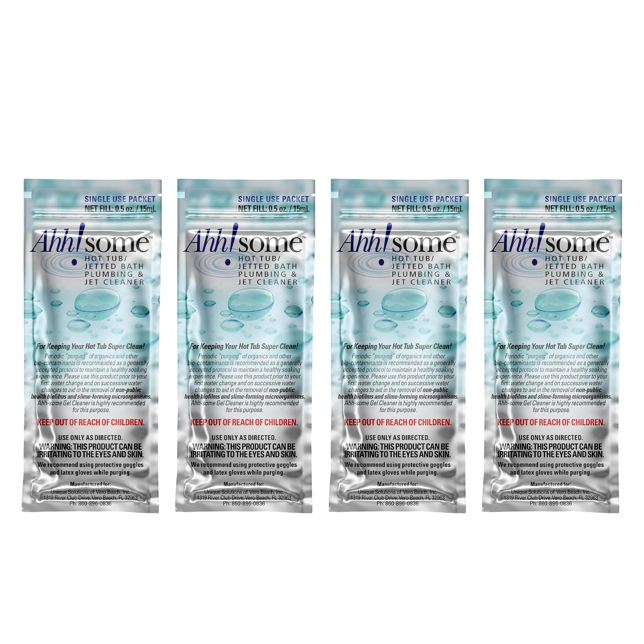 Ahh-Some Hot Tub Cleaner 4 Pack gel formula front view