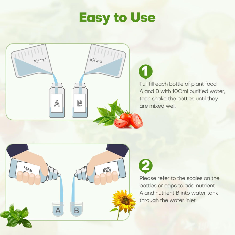 Ahopegarden A&B Hydroponic Nutrients usage instructions