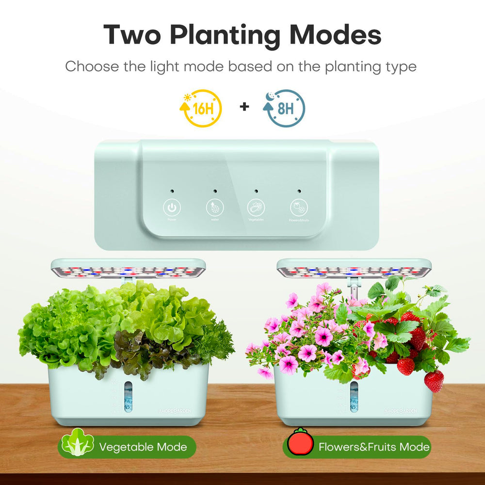 Ahopegarden growing system with herbs planted in pods