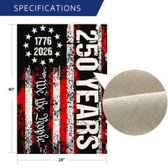 AIBOLYNE 250 Years Garden Flag side view showing durable burlap material