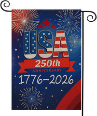 AIBOLYNE 250th Anniversary Garden Flag front view with patriotic design
