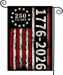 AIBOLYNE 250th Anniversary Garden Flag front view with vibrant graphics