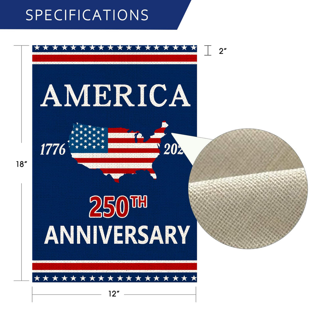 AIBOLYNE 250th Anniversary USA Garden Flag displayed in garden