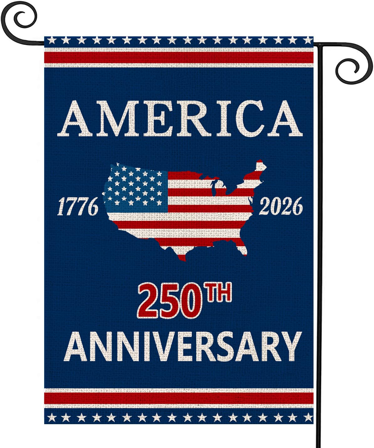 AIBOLYNE 250th Anniversary USA Garden Flag front view with map design