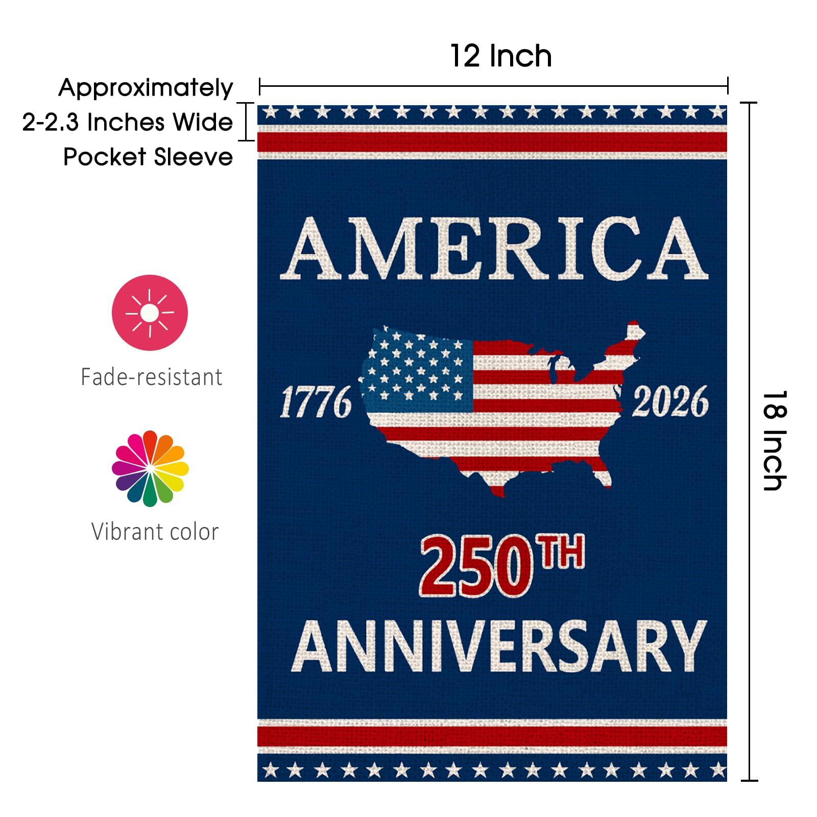 AIBOLYNE 250th Anniversary USA Garden Flag packaging