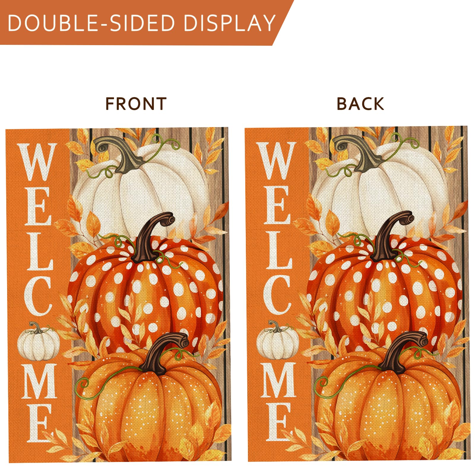 AIBOLYNE Fall Garden Flag displayed in yard with colorful leaves