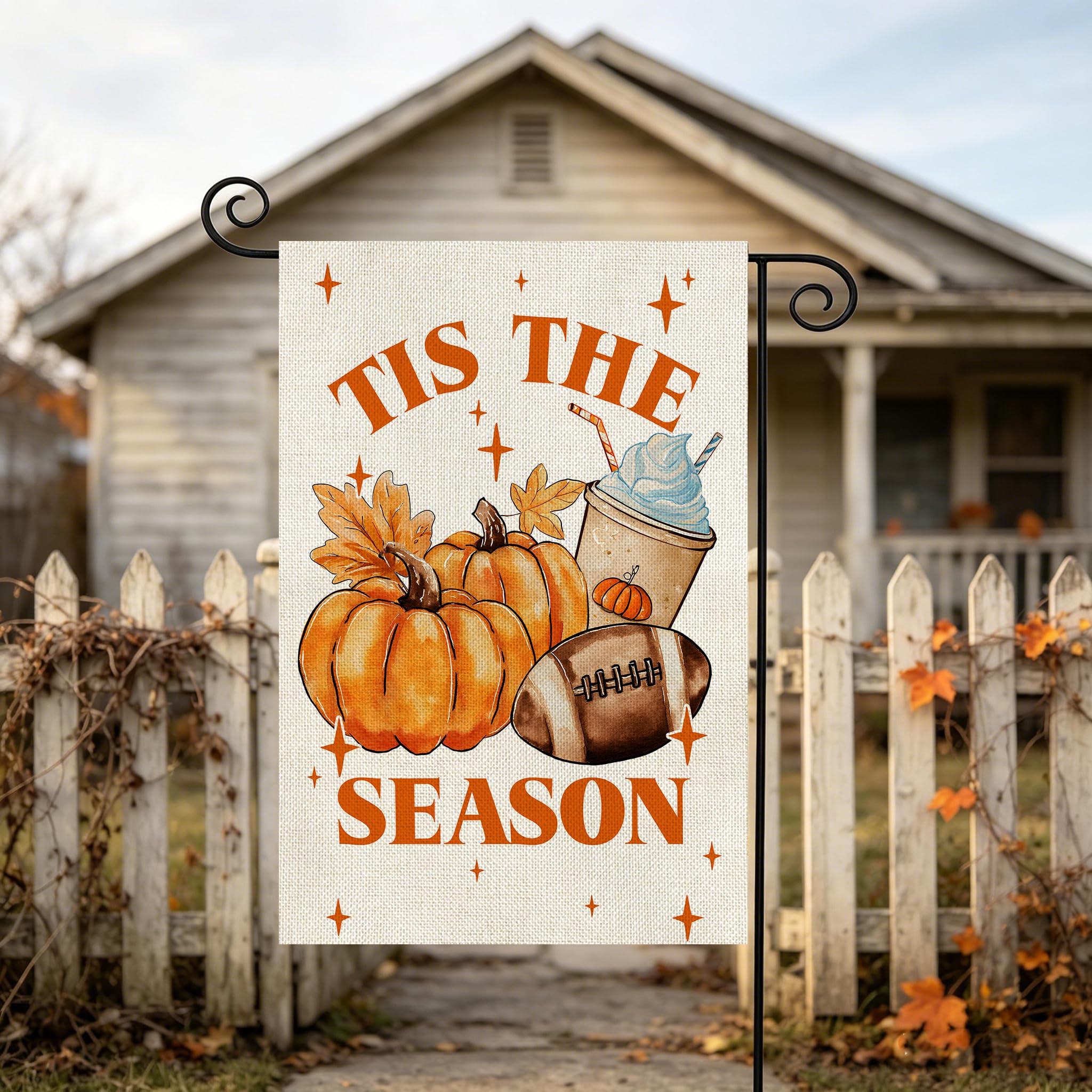 AIBOLYNE Fall Garden Flag hanging on a porch