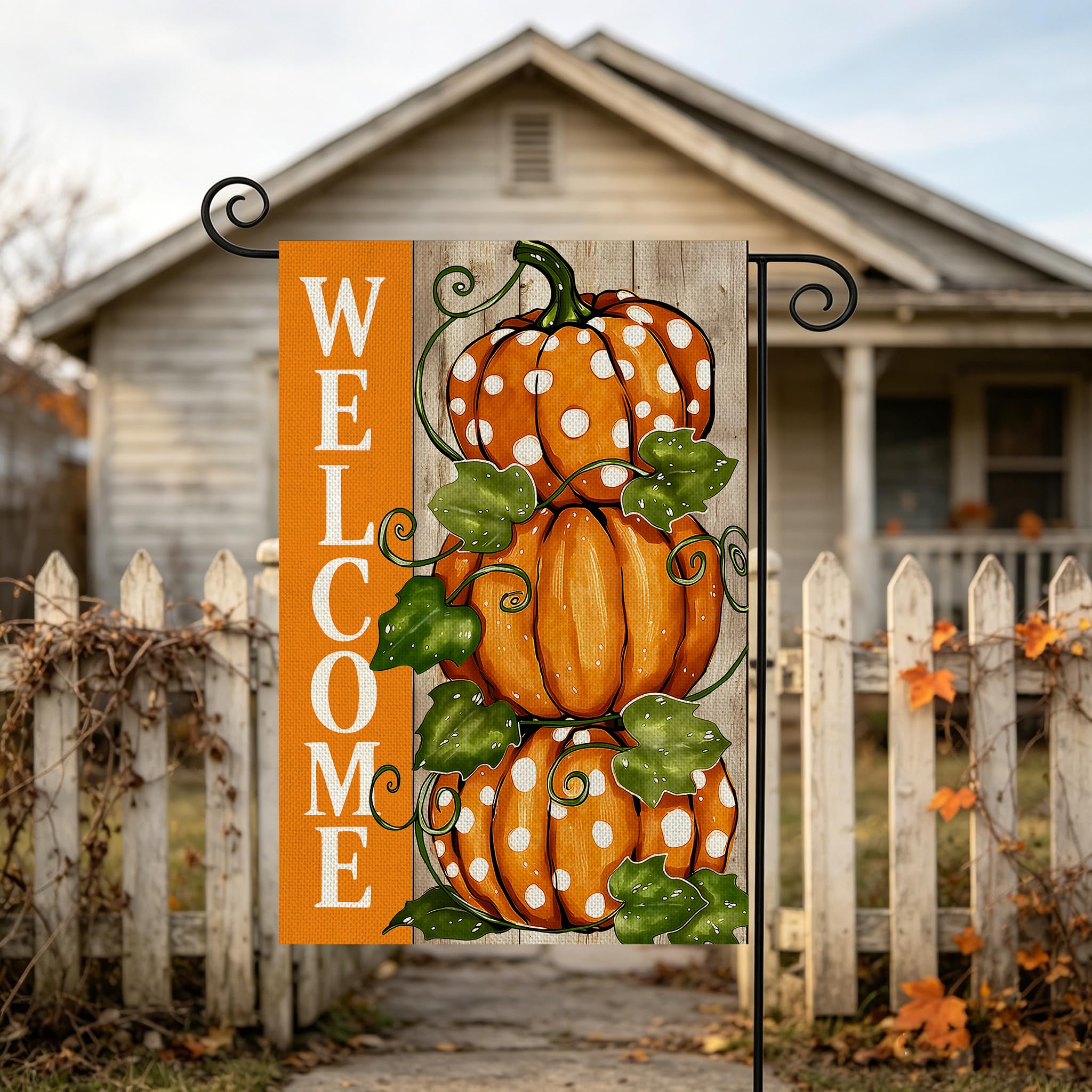 AIBOLYNE Fall Garden Flag on a standard garden pole