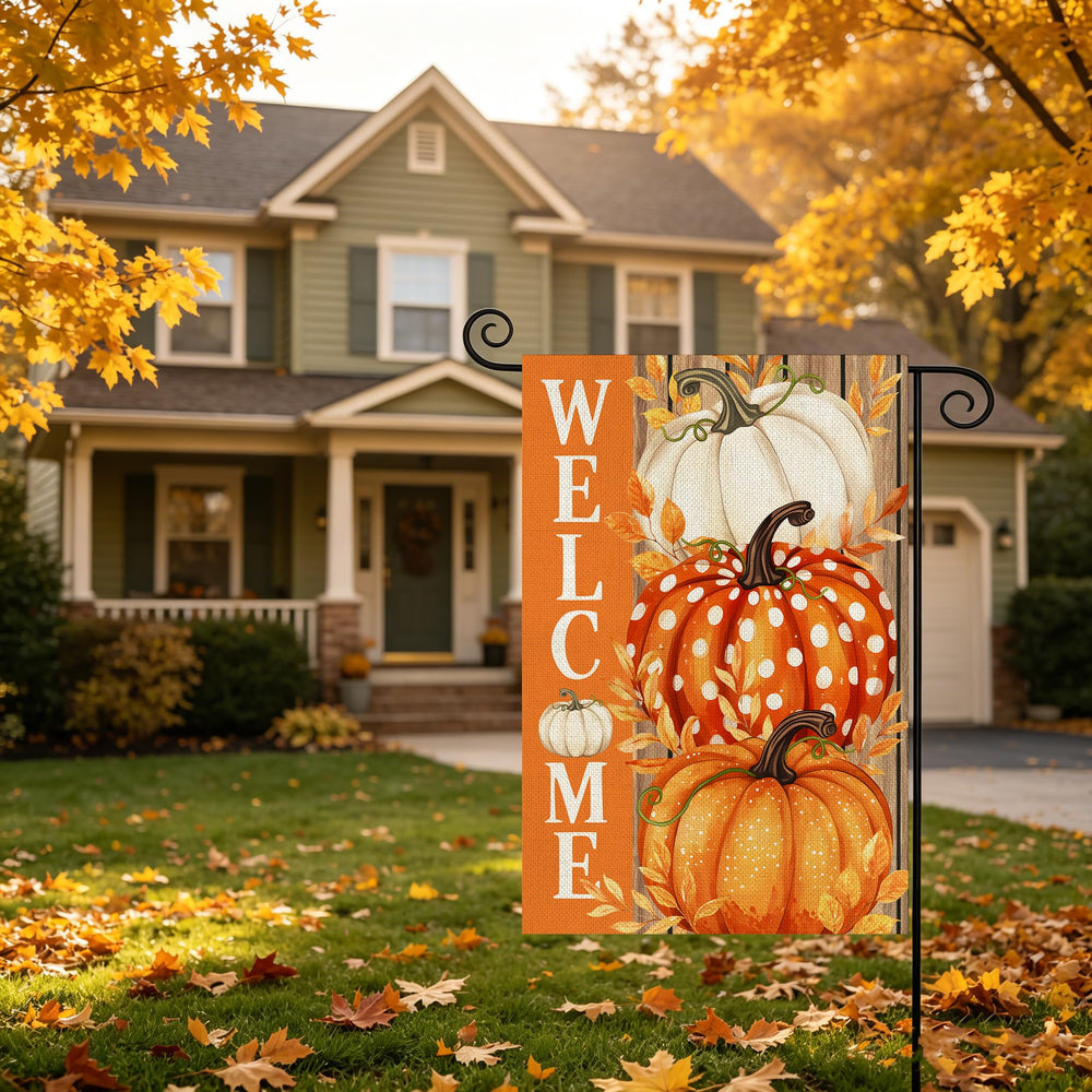 AIBOLYNE Fall Garden Flag packaging showing 12x18 inch size