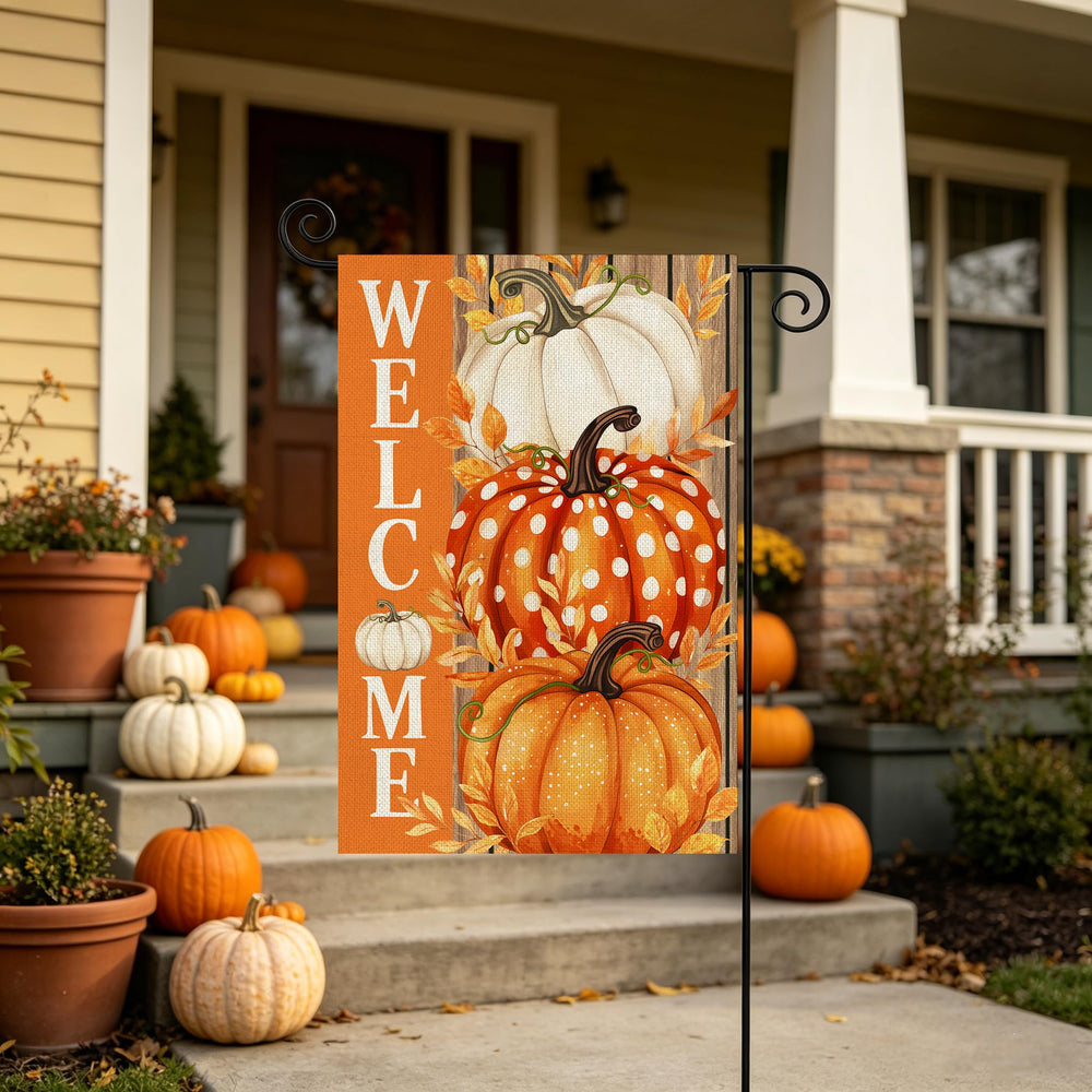 AIBOLYNE Fall Garden Flag waving in the breeze outdoors