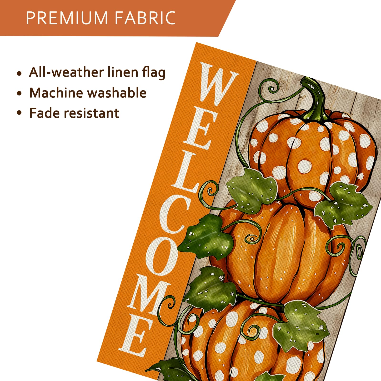AIBOLYNE Fall Garden Flag with pumpkins and welcome message