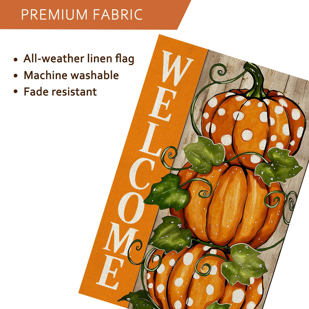 AIBOLYNE Fall Garden Flag with pumpkins and welcome message