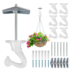 Aidoclip ceiling hooks for hanging plants, white metal with accessories