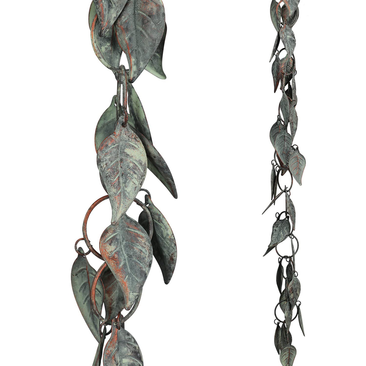 Aifeorzo 8.5 FT Metal Rain Chain with leaves design front view