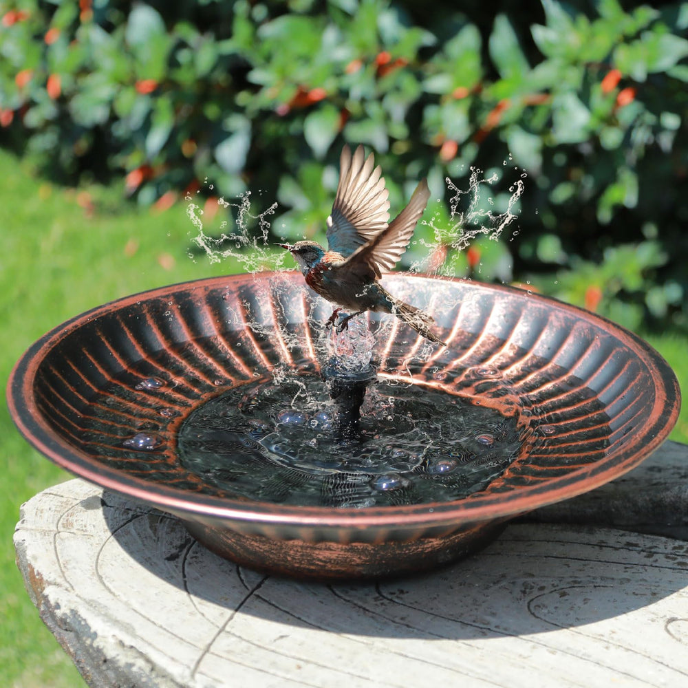 AIHAOKAN 12.3-inch Solar Bird Bath Fountain in copper finish