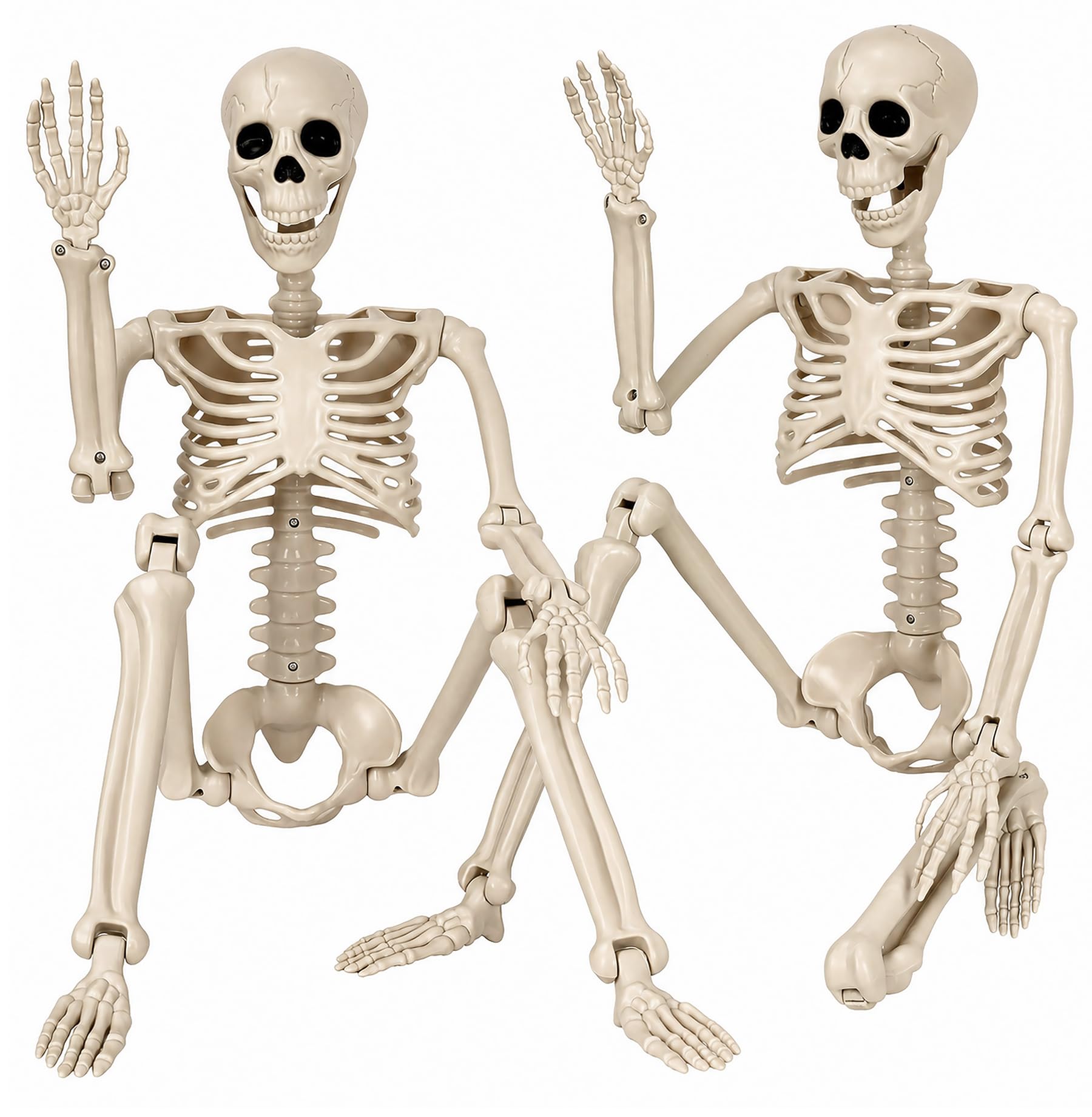 Aimeiar 36-inch Halloween skeleton front view, warm bone tones