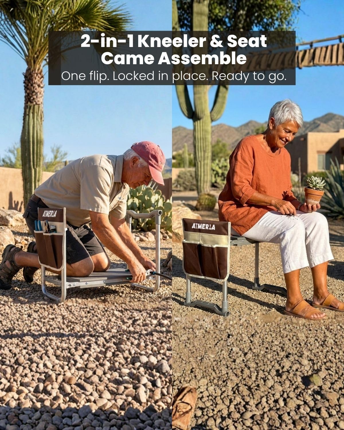 Aimerla Garden Kneeler Seat folded for storage