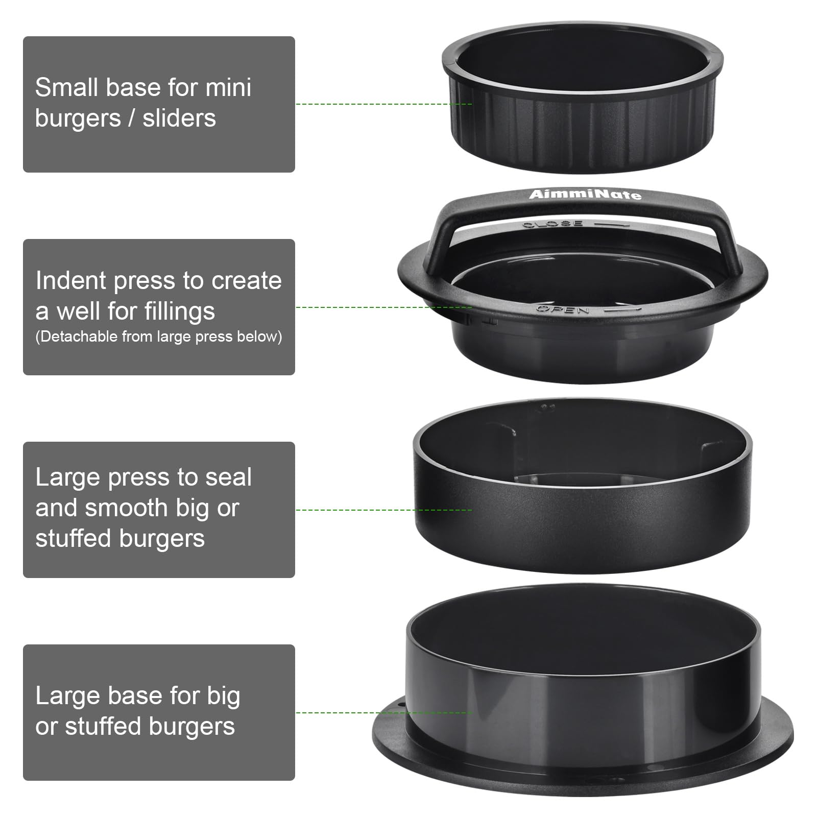 AimmiNate Hamburger Press in use with ground meat