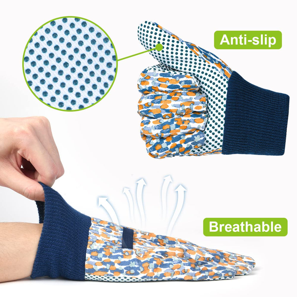 Ainiv Floral Gardening Gloves displayed with gardening tools