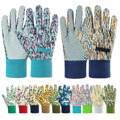 Ainiv Floral Gardening Gloves front view in dark green floral design