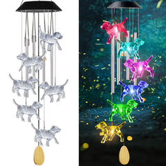 AIONASA Dog Solar Wind Chimes front view with colorful tubes