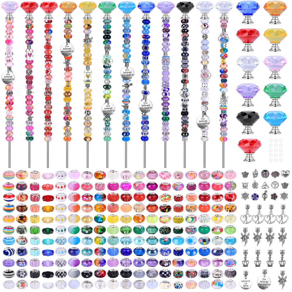 AIPRIDY DIY Crystal Beaded Fairy Wand Garden Stakes Kit components layout