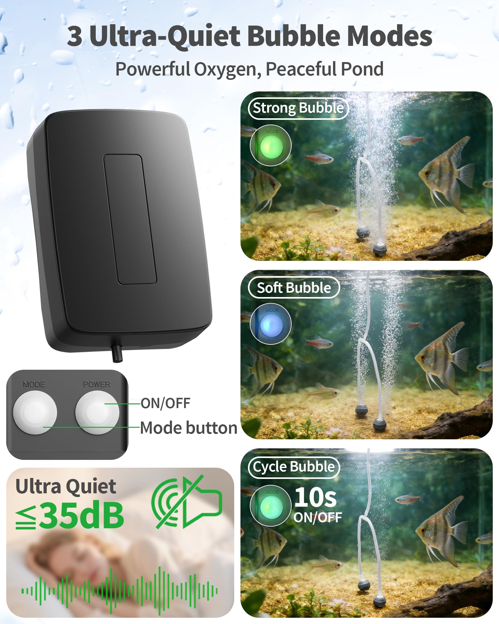 Air stones and connectors included with POPOSOAP aerator