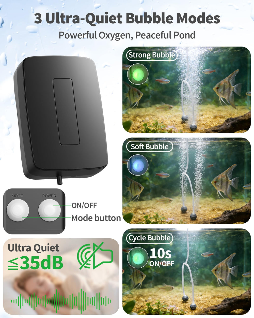 Air stones and connectors included with POPOSOAP aerator