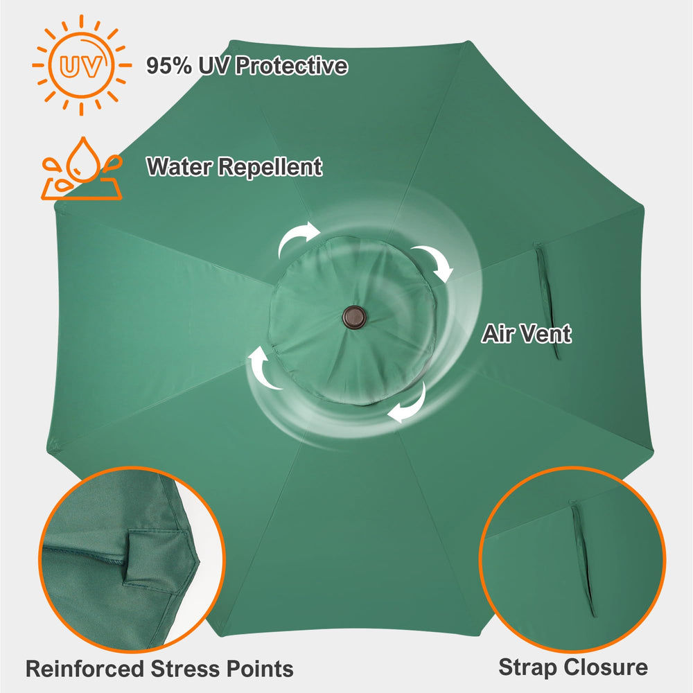 Air vent on Blissun 9ft umbrella canopy for ventilation