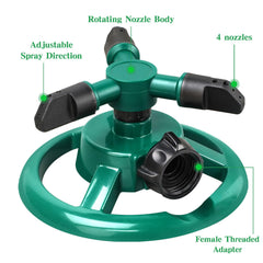 Airabc Lawn Sprinkler in green colour with water spraying