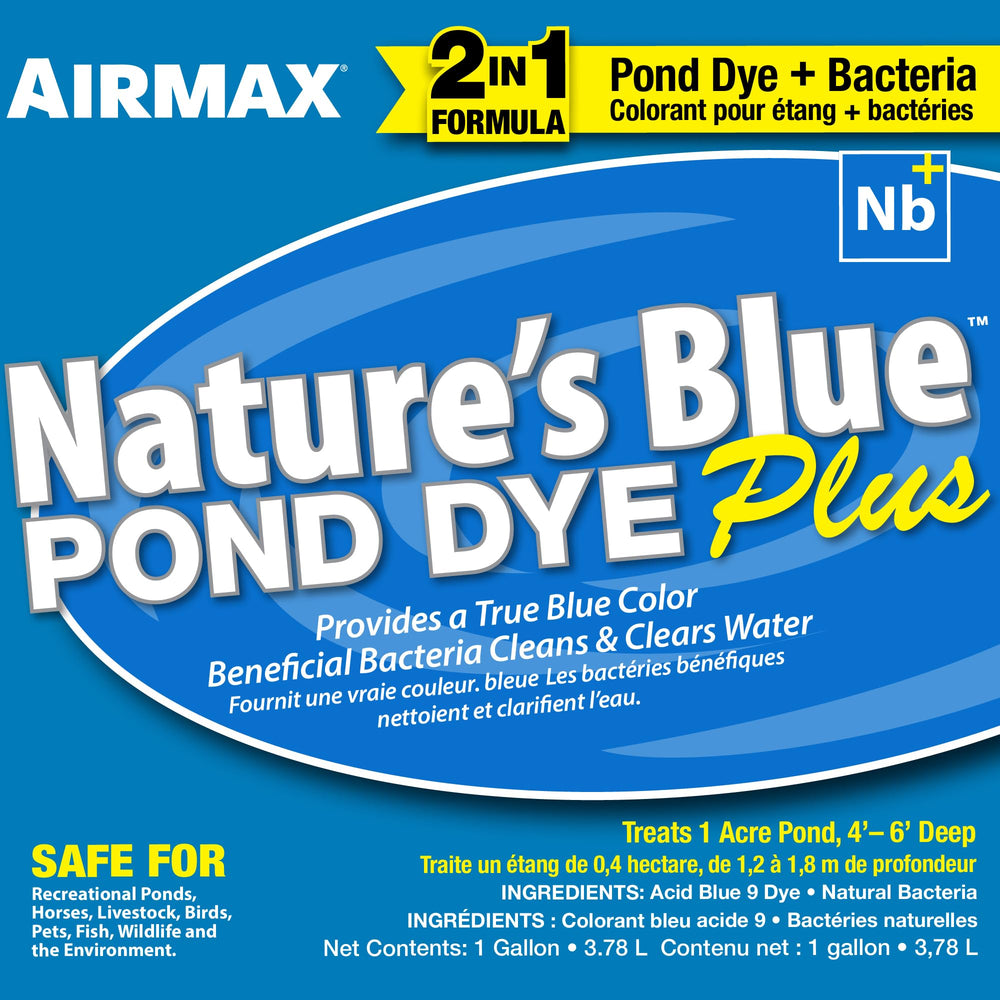 Airmax Pond Dye Plus 1 Gallon Nature's Blue back view
