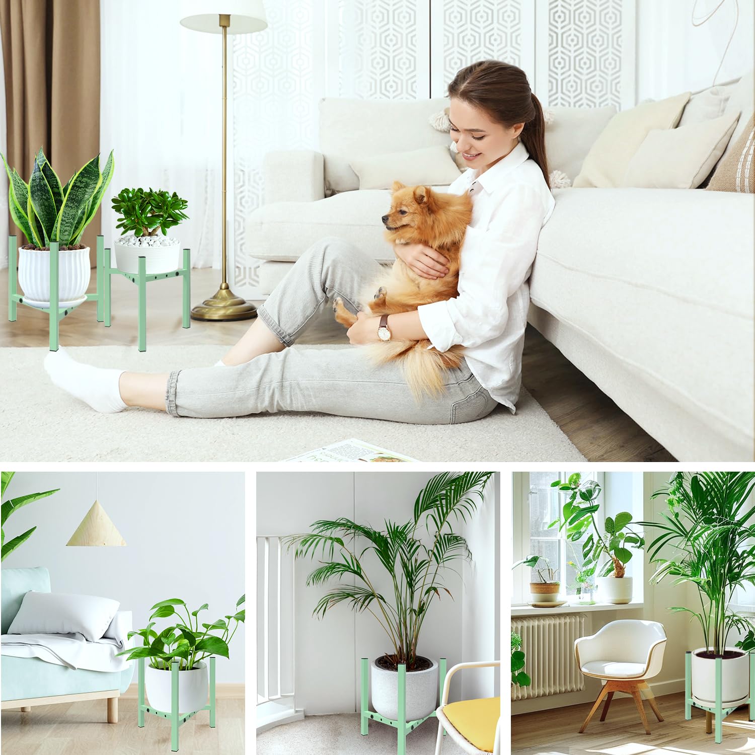 Airpark adjustable plant stand in living room setting