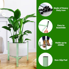 Airpark metal plant stand with potted plant indoors