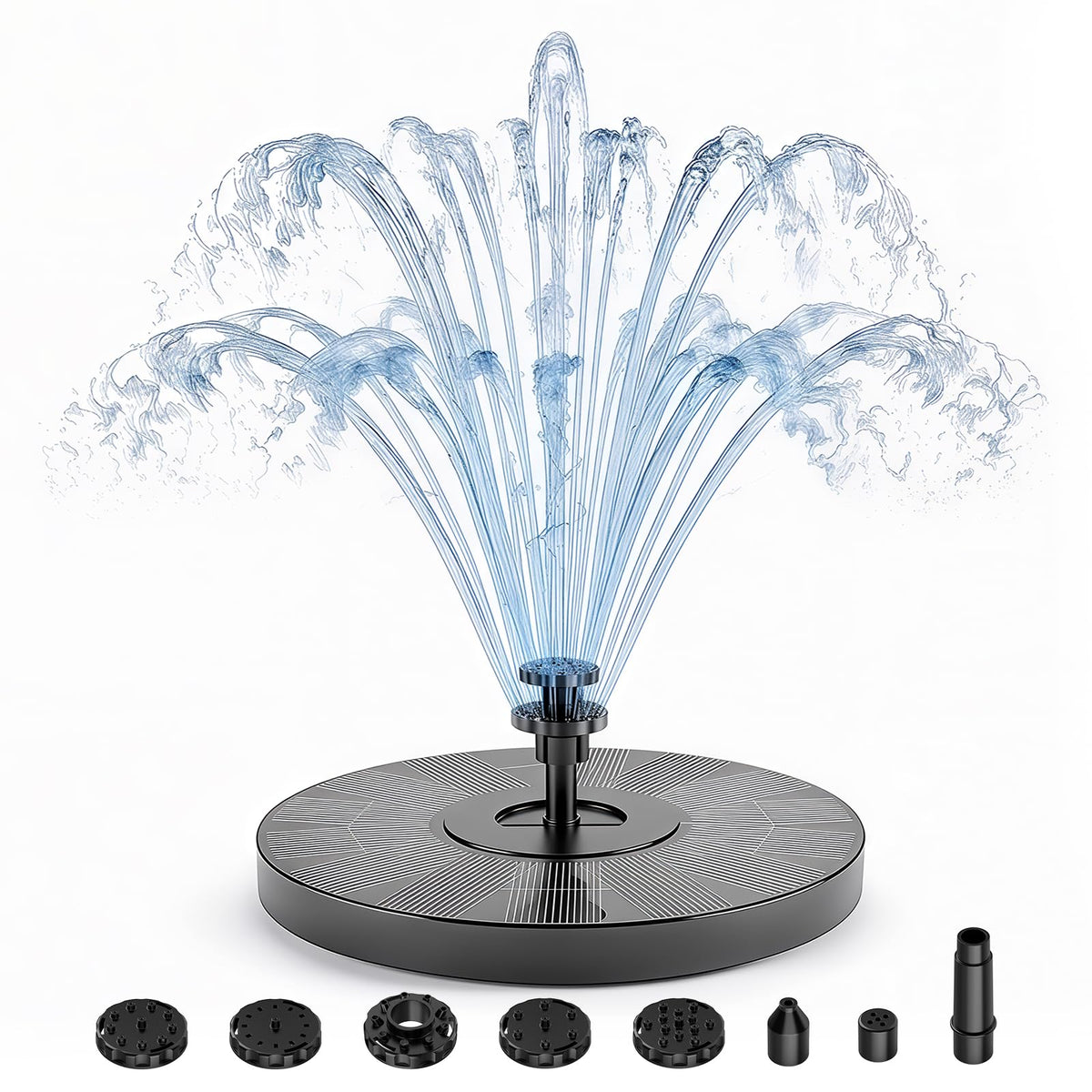 AISITIN 3.5W solar fountain front view with 7.1-inch solar panel