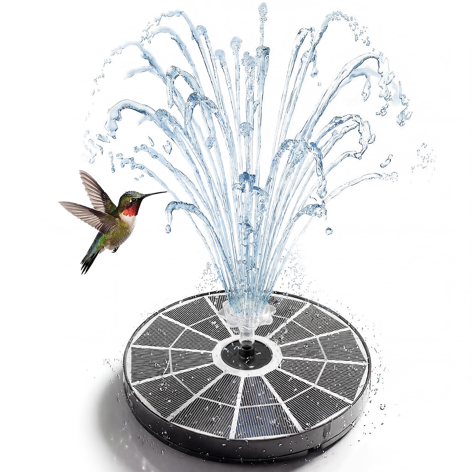 AISITIN 3.7W Solar Bird Bath Fountain with glass panel front view