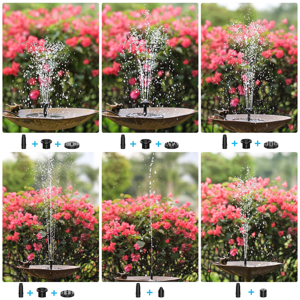 AISITIN 6.5W Solar Fountain Pump close-up of nozzle options
